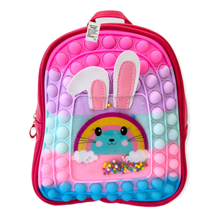 Ghiozdan gradinita Pop-It, Rabbit, piele ecologica, rosu [4]