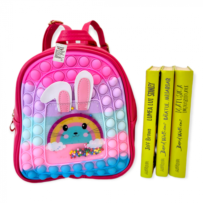 Ghiozdan gradinita Pop-It, Rabbit, piele ecologica, rosu [3]