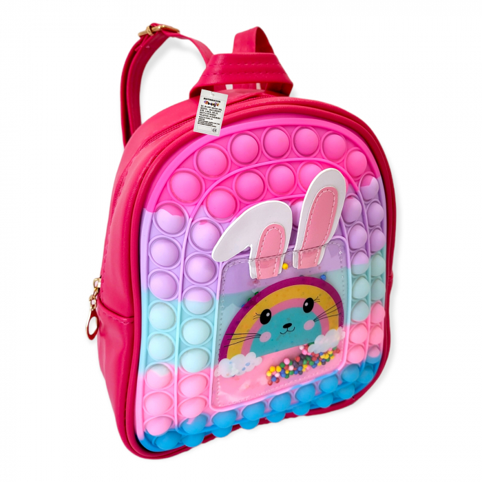 Ghiozdan gradinita Pop-It, Rabbit, piele ecologica, rosu [2]