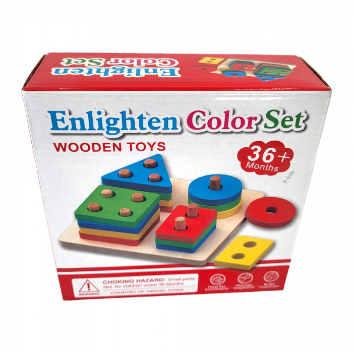 Joc lemn din figurine geometrice, set [5]