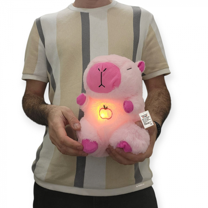 Jucarie de plus Capibara respira, cu functie de respiratie si muzica linistitoare, roz [2]
