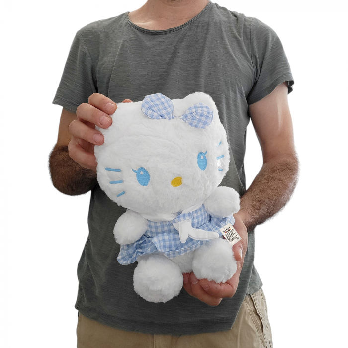 Jucarie de plus Hello Kitty cu fundita si rochita, albastra [2]