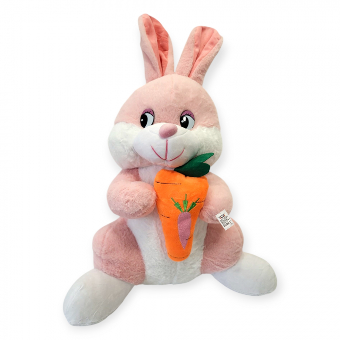 Jucarie de plus - Iepure mare cu morcov, roz, 55 cm [2]