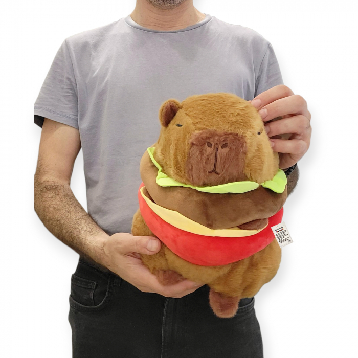 Jucarie de plus mare Model Capybara Hamburger, maro,  30 cm [4]