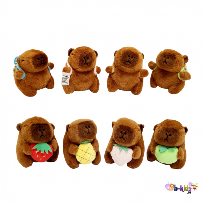 Jucarie de plus breloc Model Capybara, maro,  12 cm [4]