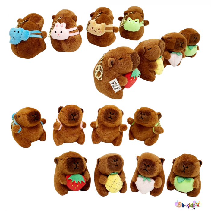 Jucarie de plus breloc Model Capybara, maro,  12 cm [7]