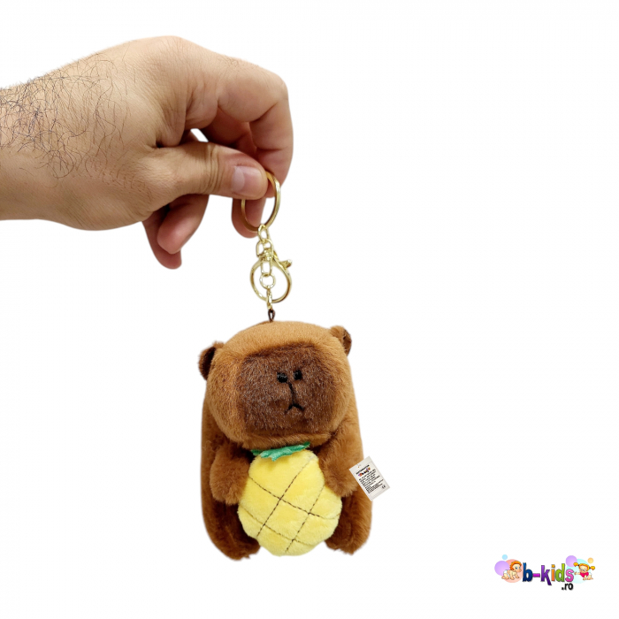 Jucarie de plus breloc Model Capybara, maro,  12 cm [3]