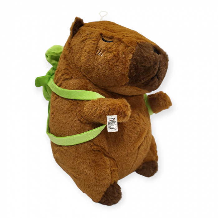 Jucarie de plus, Model Capybara cu rucsac țestoasă, maro,  30 cm [9]