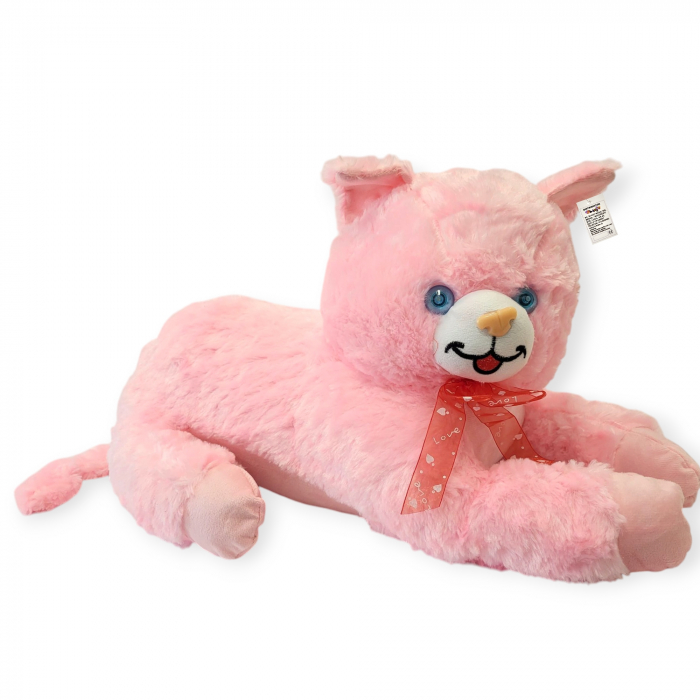 Jucarie de plus - pisica pufoasa mare, roz care miauna, 60 cm [4]