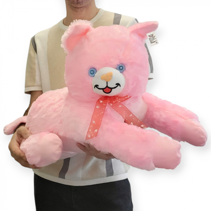 Jucarie de plus - pisica pufoasa mare, roz care miauna, 60 cm [1]