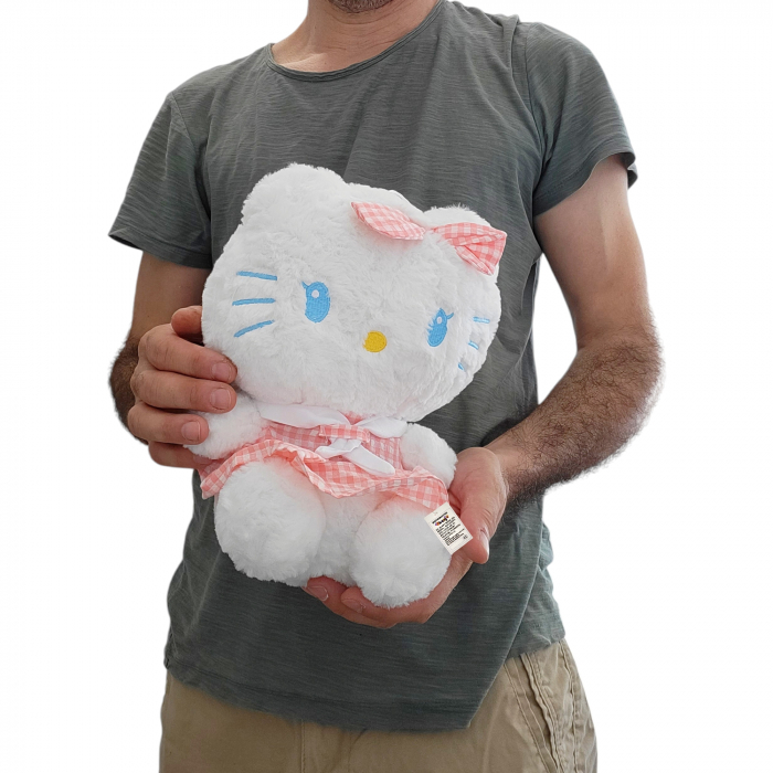 Jucarie de plus Hello Kitty cu fundita si rochita, roz [2]