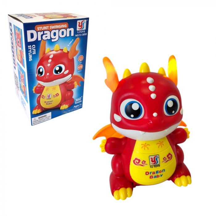 Jucarie draguta Dragon, lumineaza, merge, canta se rotește [1]