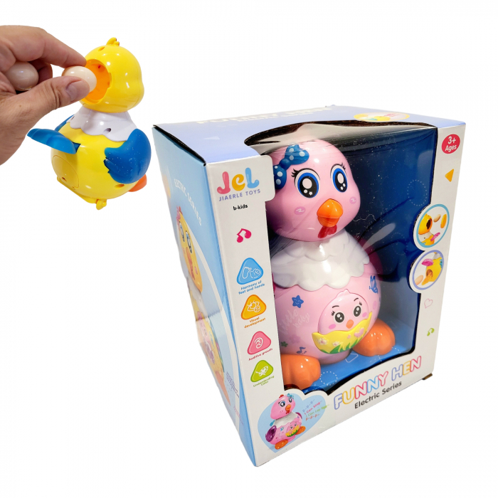 Jucarie gaina care face oua, roz [6]
