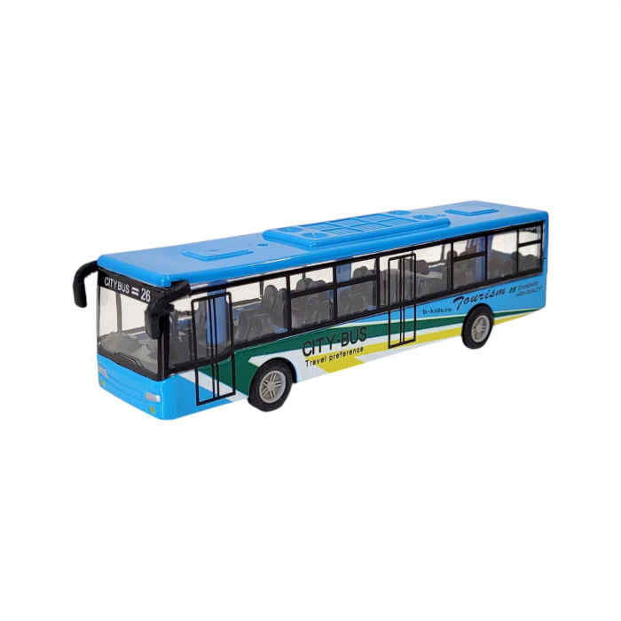 Jucarie masinuta autobuz din metal, 15 cm [3]