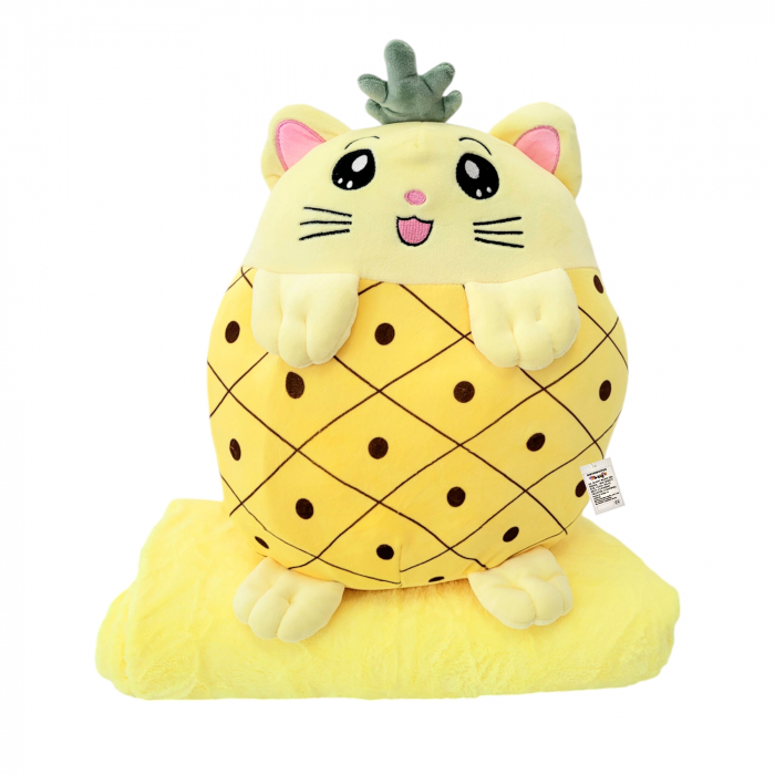 Jucarie plus tip perna pisicuta cu paturica catifelata, ananas [1]