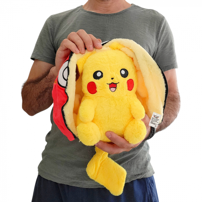 Jucarie Pokemon de plus 2 in 1, se transforma in bila, rosie, 25 cm [4]