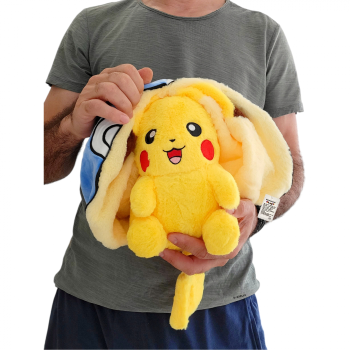 Jucarie Pokemon de plus 2 in 1, se transforma in bila, albastra, 25 cm [4]