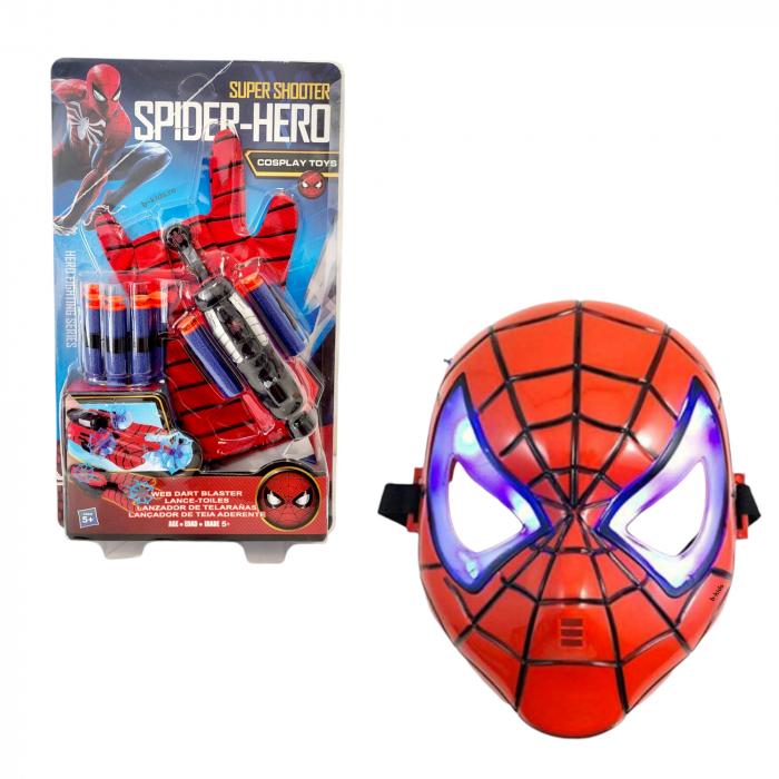 Set Spiderman cu Masca luminoasa si Manusa lansator cu 7 proiectile din burete [1]
