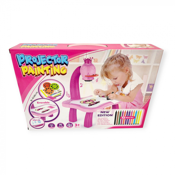 Masa desen educationala cu proiector, roz. [7]