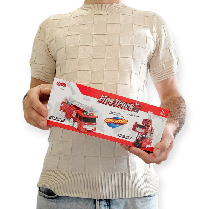 Masina interventii pompieri cu scara Transformers in robot, cu sunete si lumini, 2 in 1 [5]