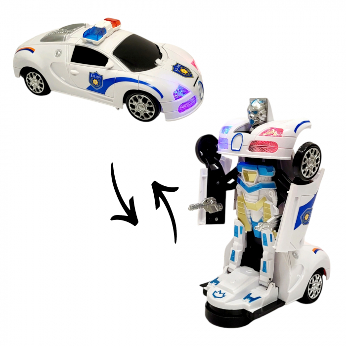 Masina Politie Transformers in robot, cu sunete si lumini, 2 in 1 [6]