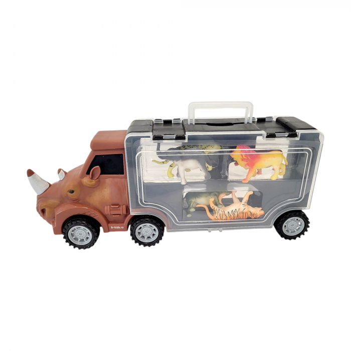 Masinuta in forma de dinozaur cu 6 animalute mici. Animal Truck [3]