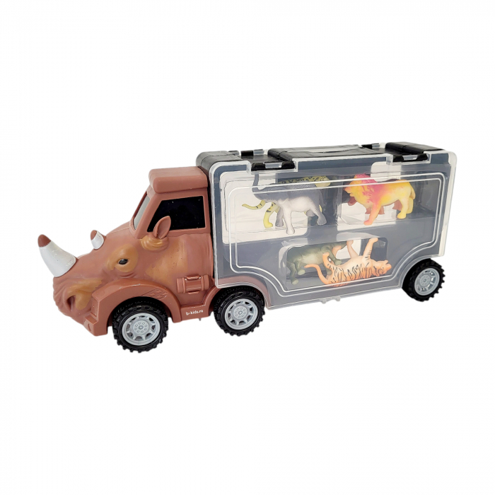 Masinuta in forma de dinozaur cu 6 animalute mici. Animal Truck [2]