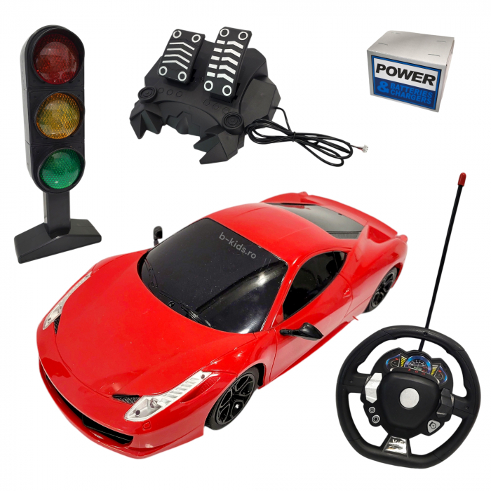 Masinuta mare cu telecomanda - Raicing - cu volan, pedale, semafor si acumulator [1]
