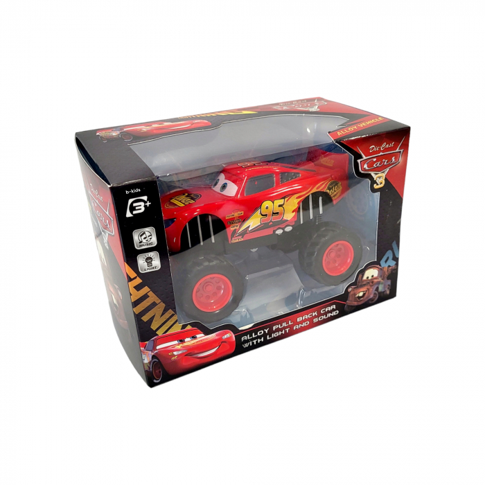 Masinuta metalica - McQueen, Cars, cu sunete si lumini, jeep, rosie [4]