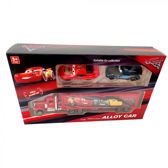 Set 3 masinute metalice - McQueen, Cars cu tir. [4]