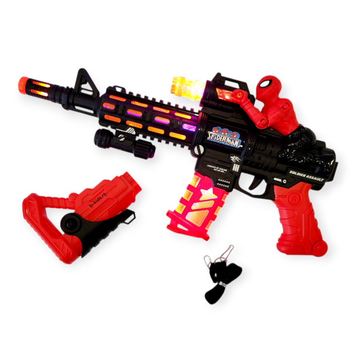 Mitraliera de jucarie  Spider-Man cu sunete si lumini pentru copii, 48 cm [4]