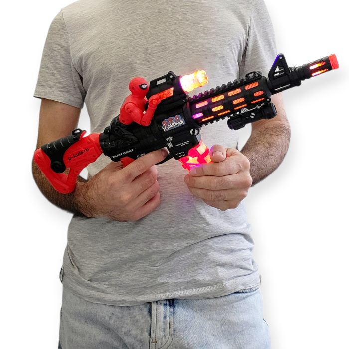 Mitraliera de jucarie  Spider-Man cu sunete si lumini pentru copii, 48 cm [5]