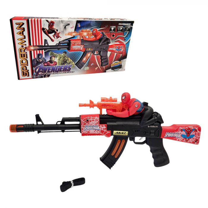 Mitraliera de jucarie  Spider-Man cu sunete si lumini pentru copii, 47 cm [1]