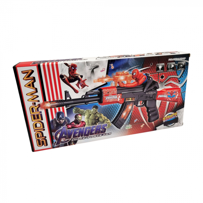 Mitraliera de jucarie  Spider-Man cu sunete si lumini pentru copii, 47 cm [3]