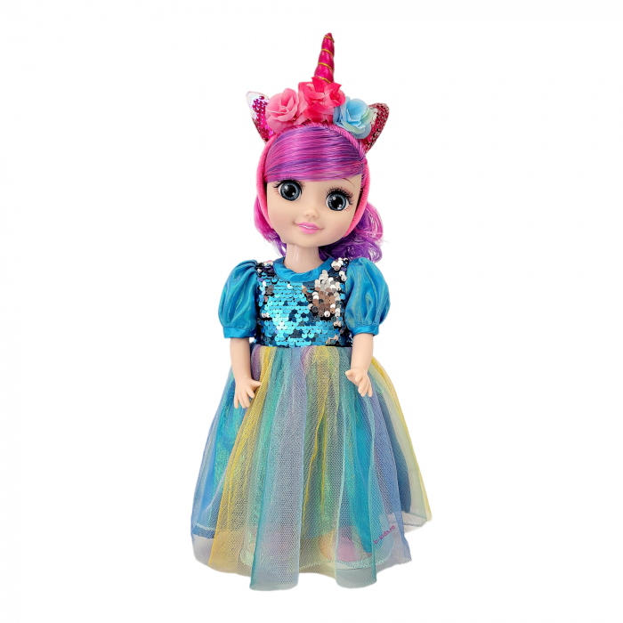 Papusa Unicorn Doll, cu lumina, merge si canta,Moly Princes, multicolor cu paiete [2]
