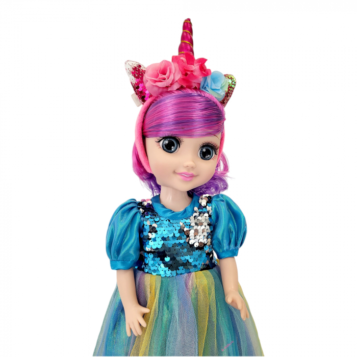 Papusa Unicorn Doll, cu lumina, merge si canta,Moly Princes, multicolor cu paiete [4]
