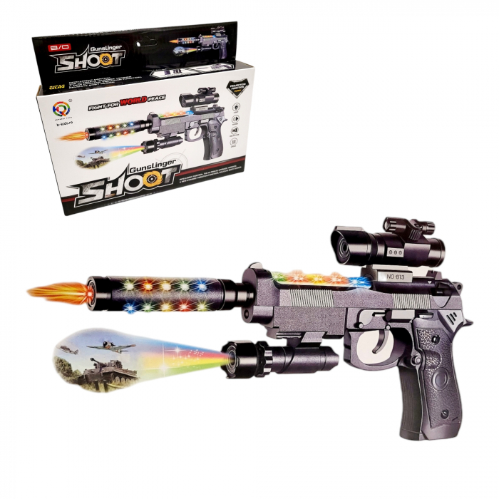 Pistol cu vibratii, lumini, sunete și proiectie , Shoot [1]
