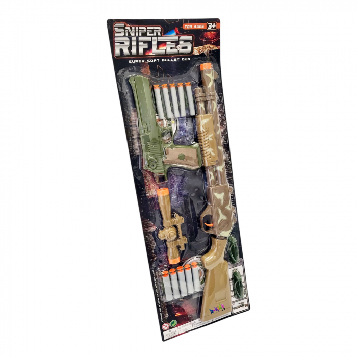Set jucarie pusca si pistol de armata cu gloante din burete [1]