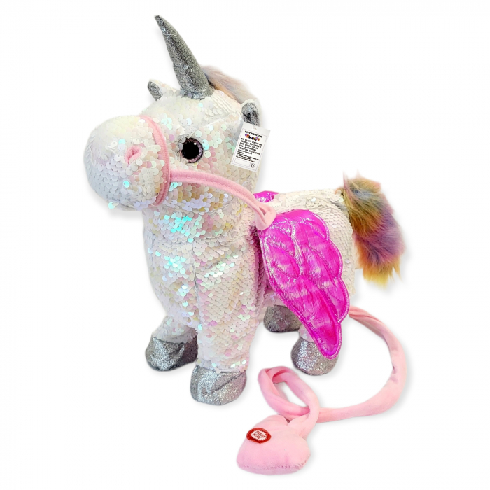 Ponei Unicorn cu telecomanda, paiete albe [1]