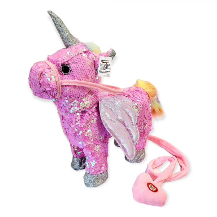 Ponei Unicorn cu telecomanda, paiete roz [1]