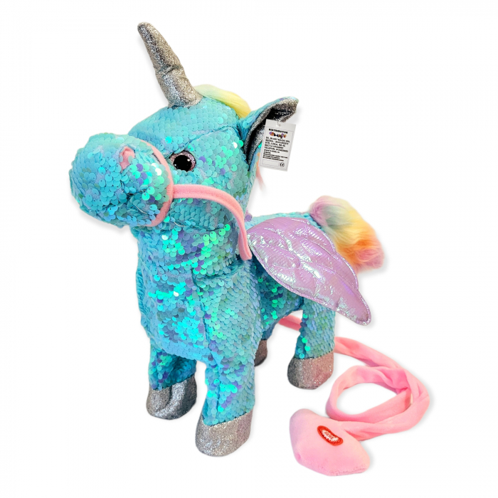 Ponei Unicorn cu telecomanda, paiete turcoaz [1]