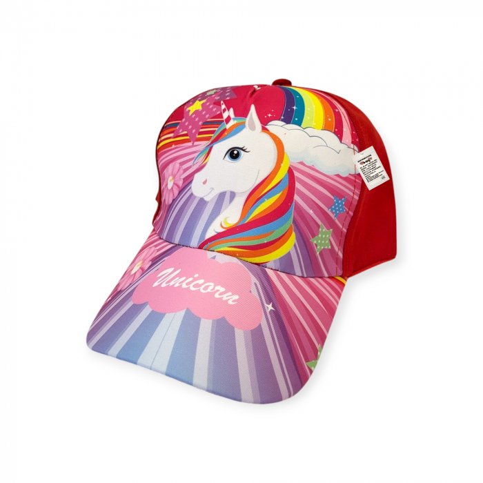 Sapcă pentru fete de vară, unicorn, rosie [1]