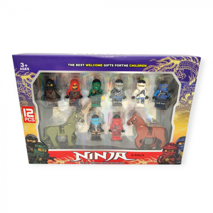 Set 10 figurine jucarie Ninja tip Lego - cu cai [2]