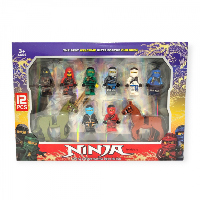 Set 10 figurine jucarie Ninja tip Lego - cu cai [1]