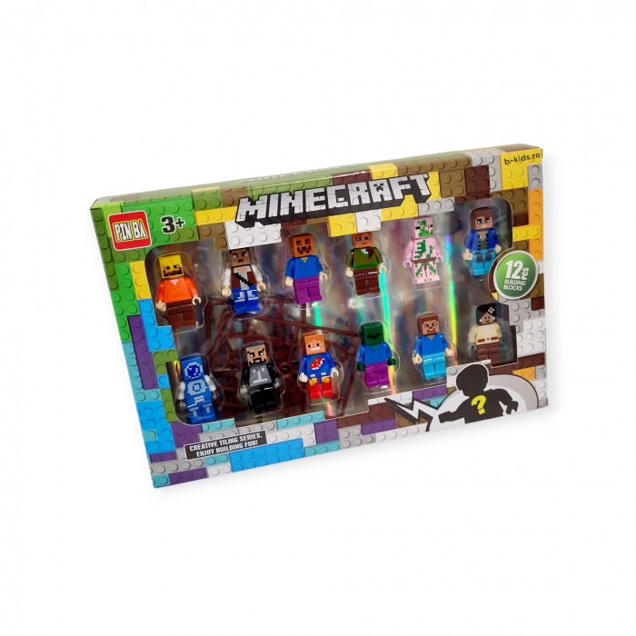 Set 12 figurine Minecraft, tip Lego cu accesorii [3]