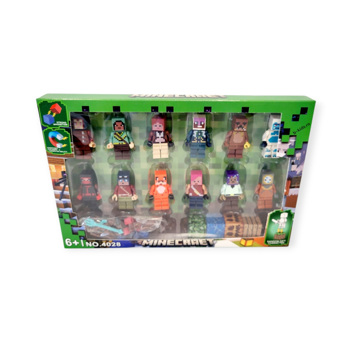 Set 12 figurine Minecraft, tip Lego, cuburi magnetice si accesorii [3]