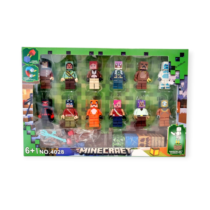 Set 12 figurine Minecraft, tip Lego, cuburi magnetice si accesorii [2]