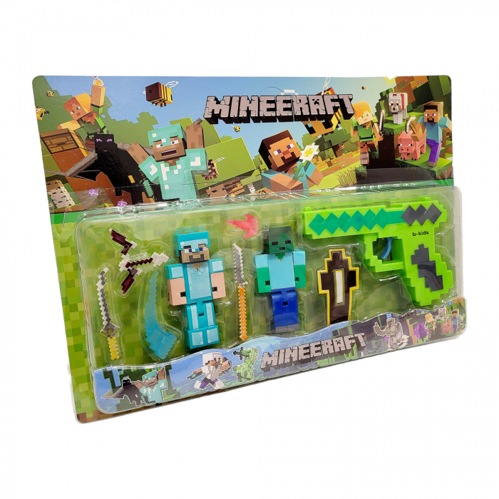 Set 2 figurine + pistol Minecraft si accesorii [1]