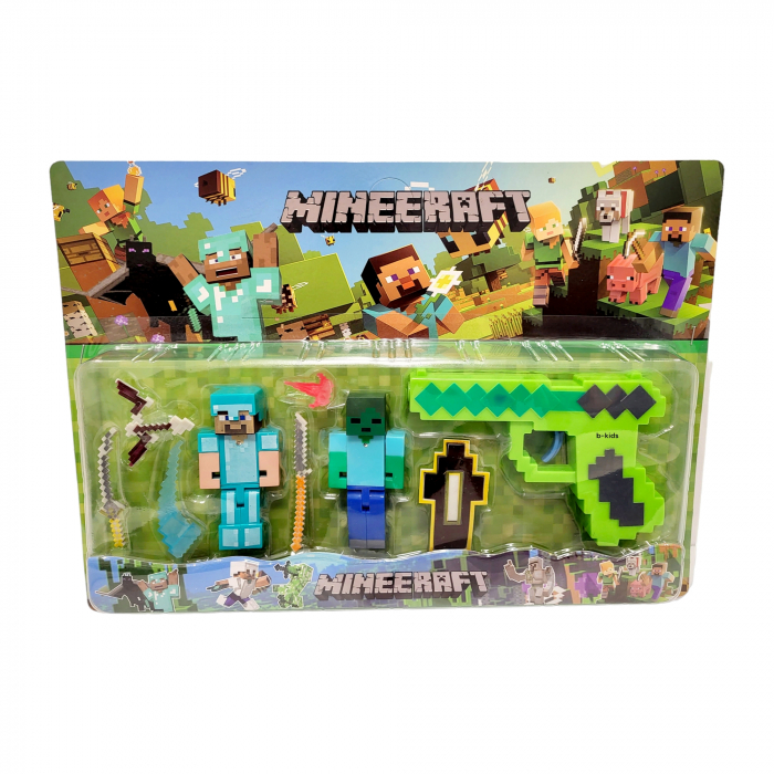 Set 2 figurine + pistol Minecraft si accesorii [3]