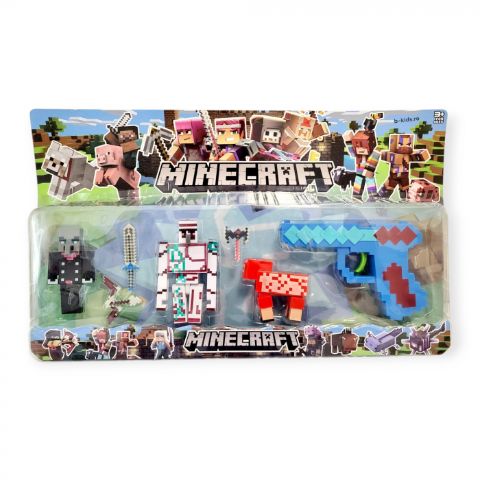 Set 3 figurine + pistol Minecraft si accesorii [4]